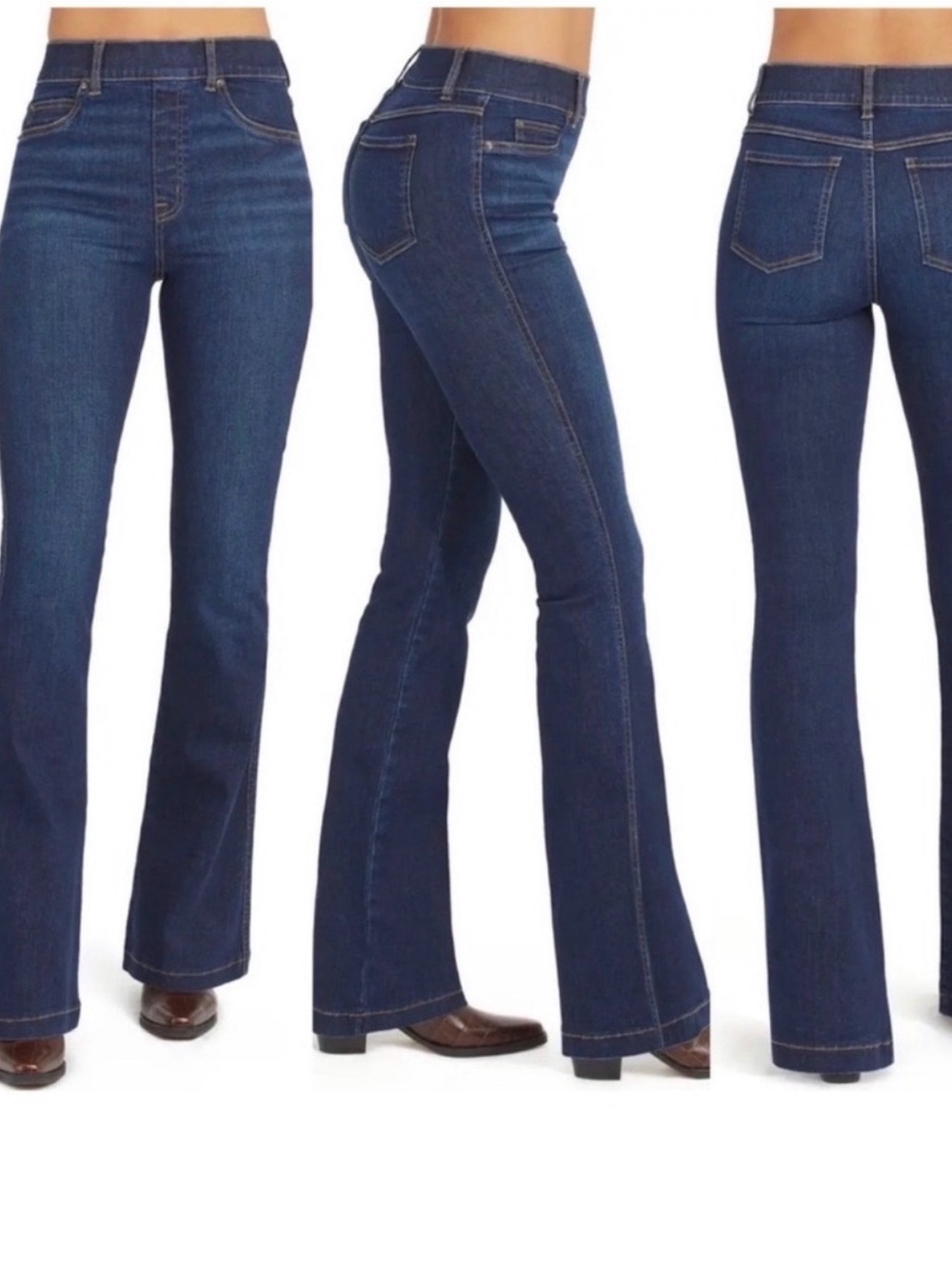 SPANX Flare Jeans Pull On High Rise Boho Retro Midnight Shade  XS